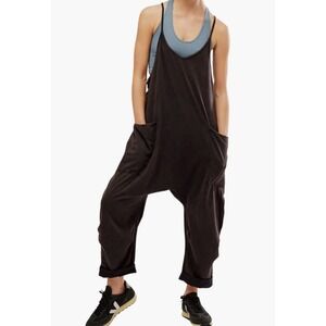 Free People Movement Women's Hot Shot Jumpsuit In Washed Black Small Bohemian